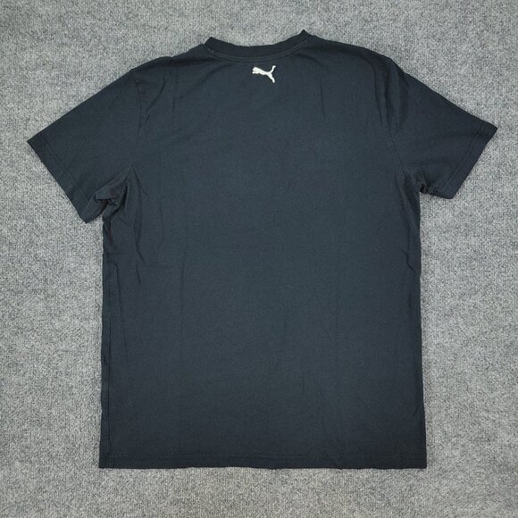 Puma Shirt Men Medium Black V-Neck Short Sleeve Pullover Embroidered Logo Adult - Picture 7 of 12